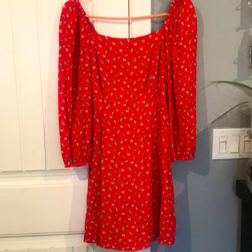 floral red dress